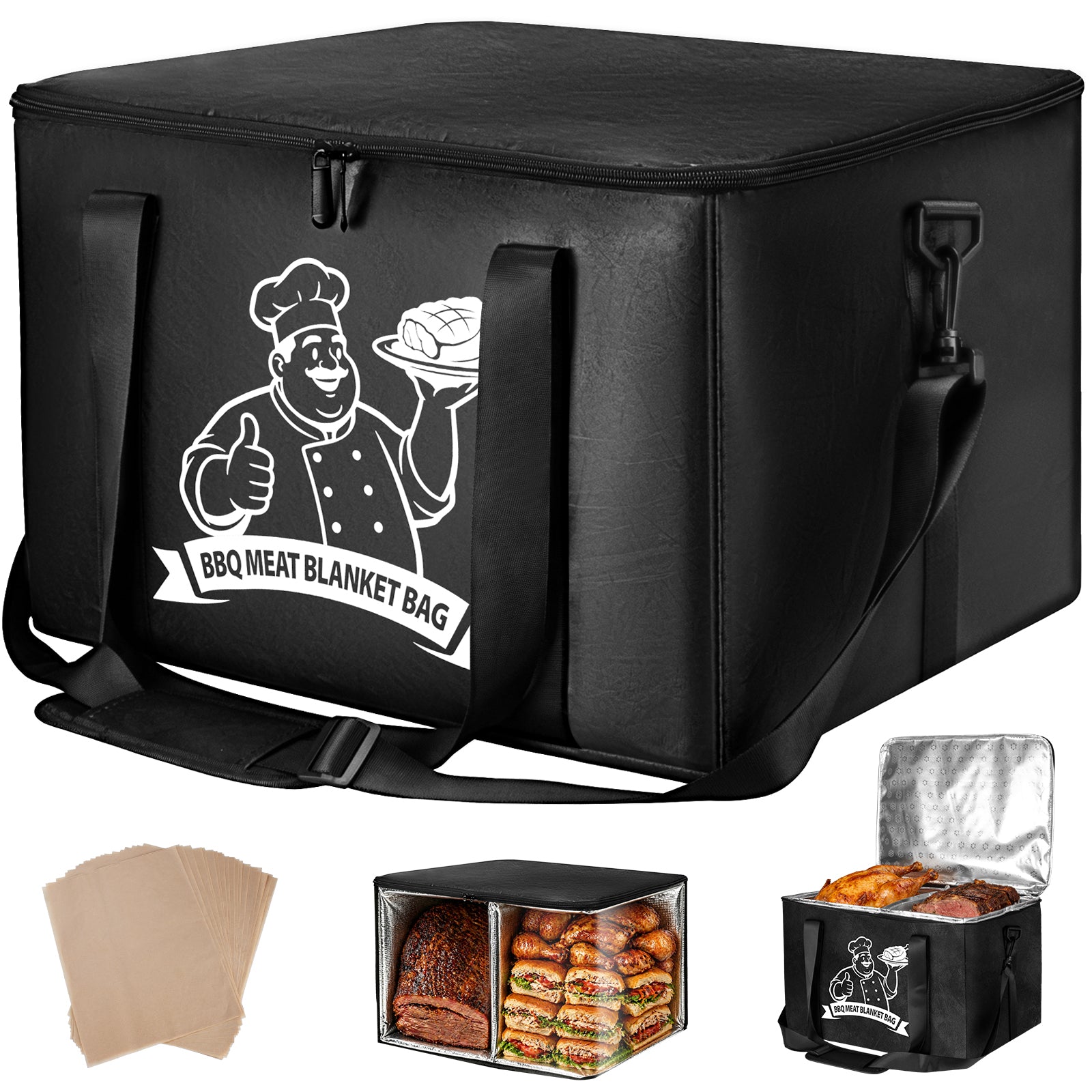 BBQ Meat Insulated Bag - 6-Layer Insulation Heavy Duty Thermal Bag with Handle for Briskets, Pork Shoulders, Steaks | Moisture Retention & Temperature Lock