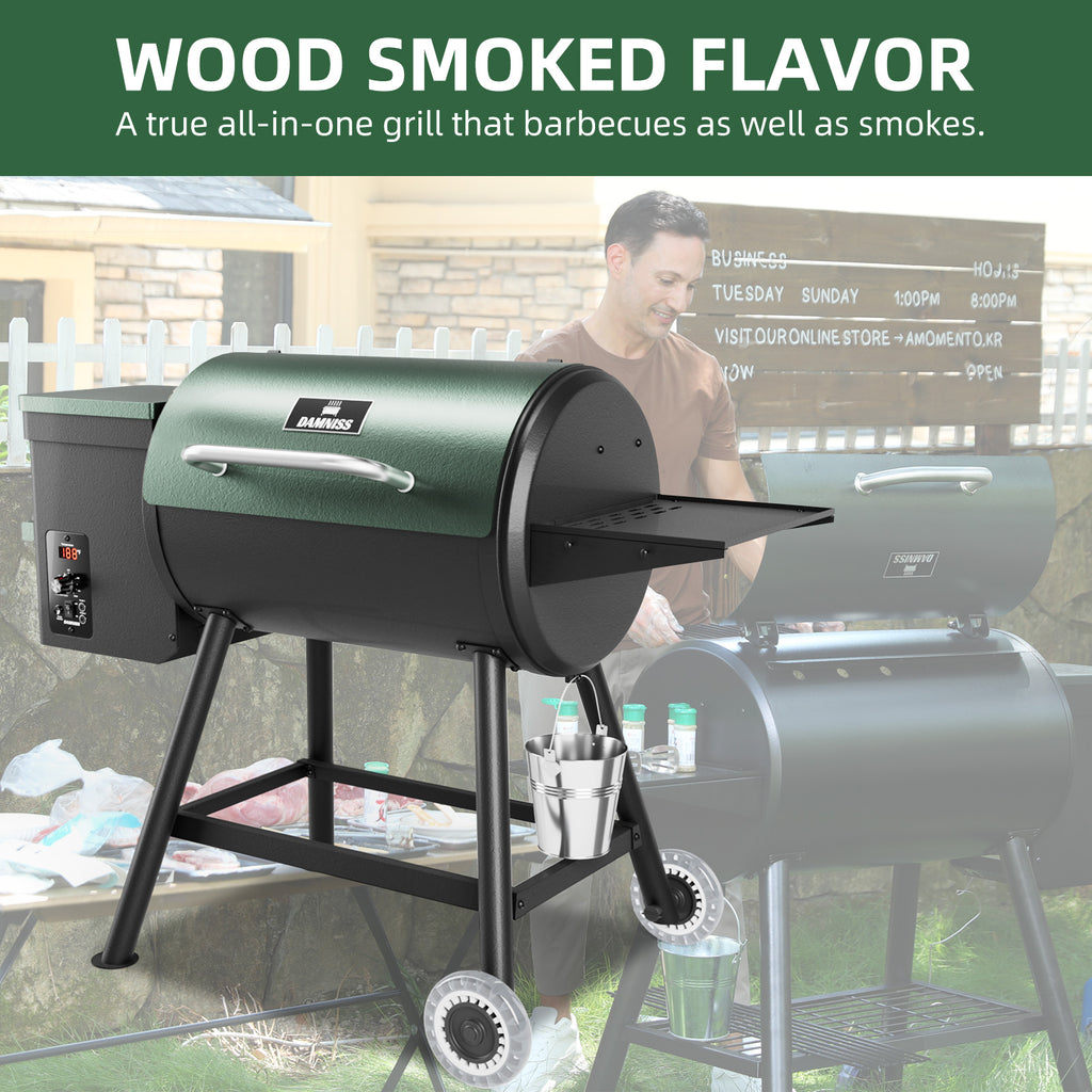 Pellet Smoker Grill Combo, 456 SQ.IN Cooking Area with PID Temperature Control (180-450°F) Electric BBQ Meat Grills & Smokers, Patio Backyard for Roast Outdoor